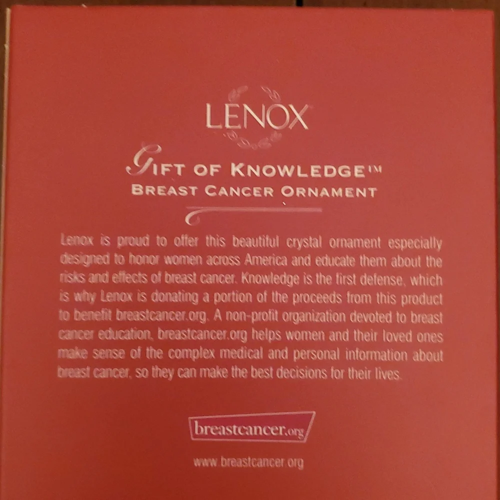 Breast Cancer Pink Ribbon Crystal Christmas Ornament by Lenox